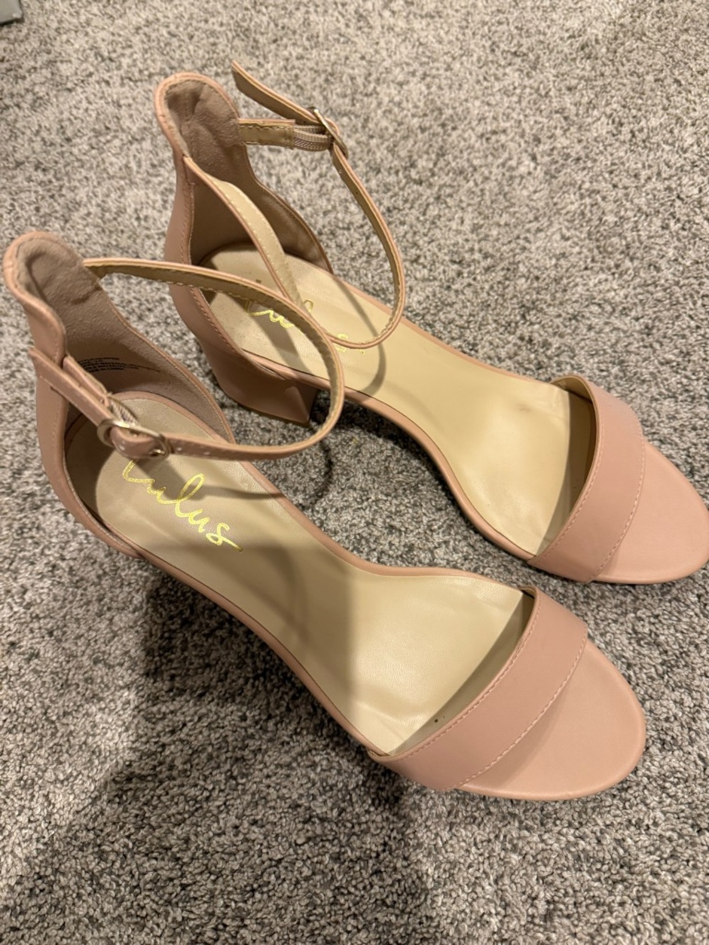 Lulu's Blush Pink Ankle-Strap Block Heels